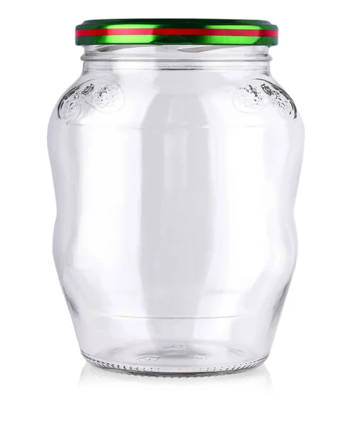 Pot en verre vide isolé sur blanc avec chemin de coupe. — Photo
