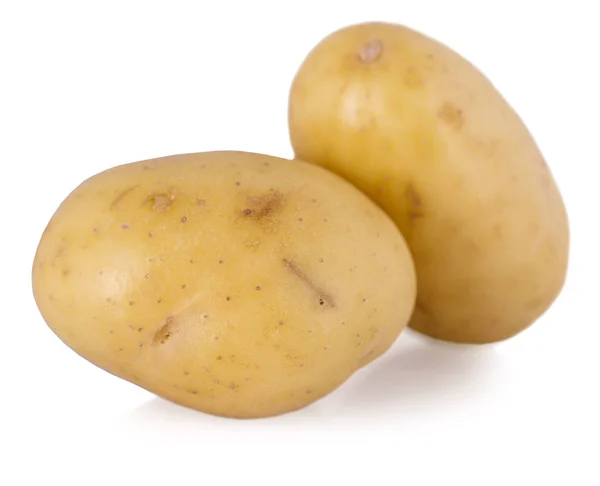 Deux pommes de terre sur fond blanc . — Photo