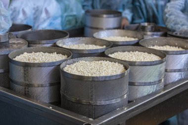 Peynir fabrikasında nefis peynir yapıyorum. Seçici odak