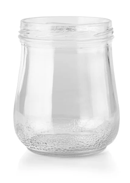 Opened  Empty Glass Jar Isolated on White Background — 스톡 사진