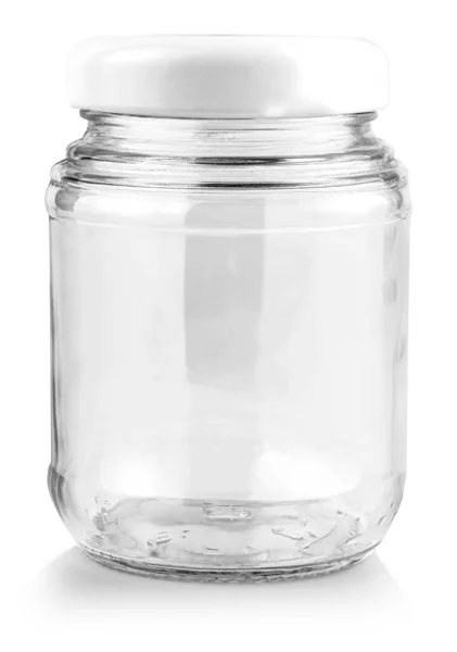 Vasetto di vetro vuoto isolato su fondo bianco — Foto Stock