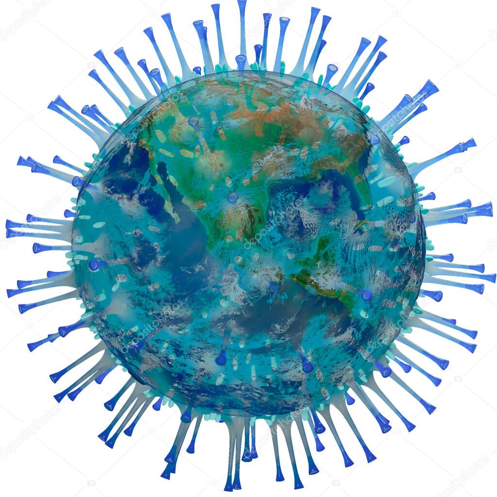 covid-19 The coronavirus is drawn in the form of a virus planet. Elements of this image furnished by NASA