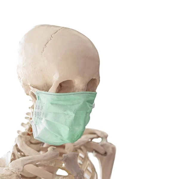 Der Menschliche Schädel Einfacher Dünner Medizinischer Maske Zum Schutz Vor — Stockfoto