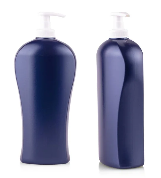 Botella Azul Limpia Plástica Con Dispensador Blanco —  Fotos de Stock