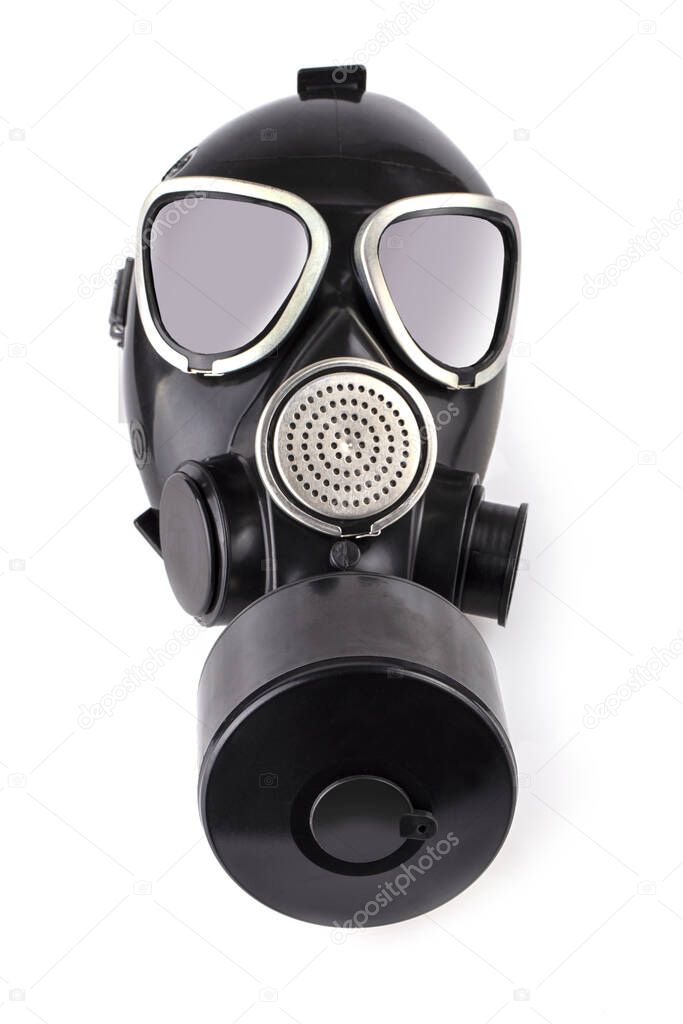 The black gas mask isolatade  on white background