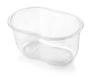 Plastik şeffaf kavanoz beyaz arkaplanda izole