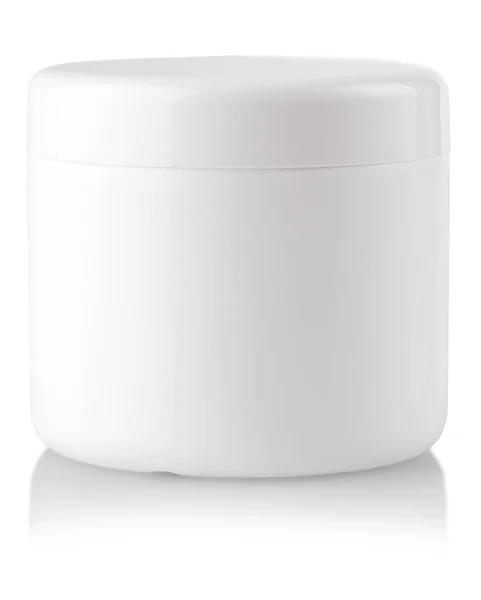 Frasco Envase Blanco Para Productos Cosméticos Con Tapa Aislada Blanco —  Fotos de Stock