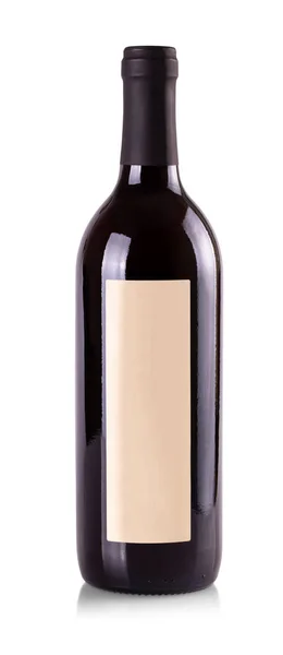 Garrafa Vinho Tinto Com Rótulo Fundo Branco — Fotografia de Stock