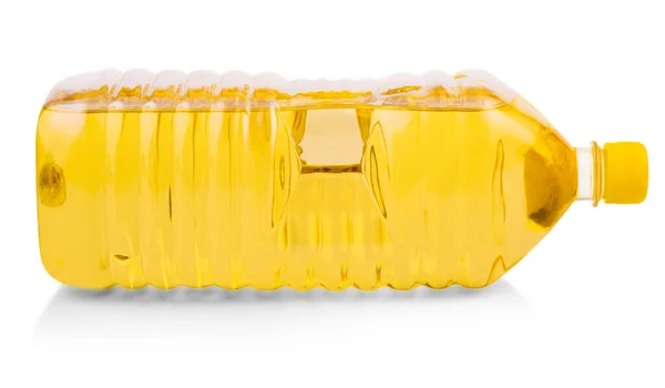 Plantaardige Zonnebloemolie Plastic Fles Geïsoleerd Met Clipping Pad Opgenomen — Stockfoto