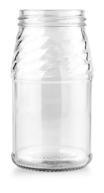 Yemek ve konserve yiyecek için boş cam kavanoz. Kırpma yolu ile beyaz arkaplanda izole