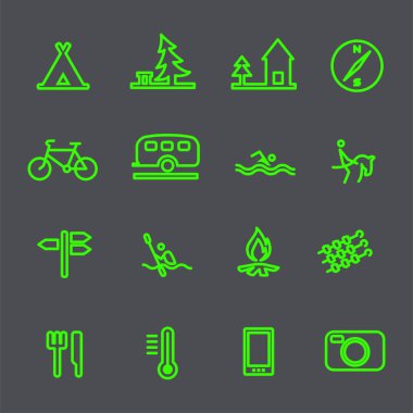 düz seyahat simgeler vektör ayarla