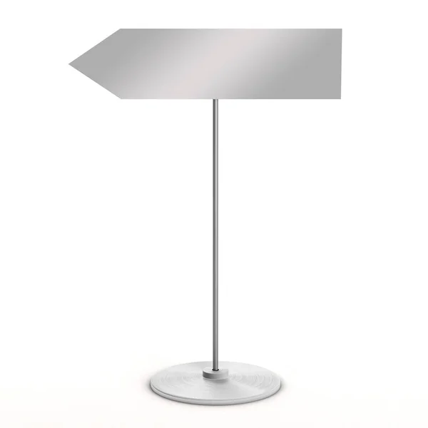 Ok yol işareti. Metal ayak üzerindeki oku. Ok işaretçi. 3D Resim, 3d render