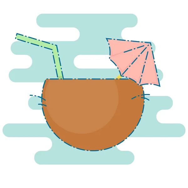 Coco cóctel icono vector — Vector de stock