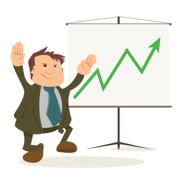 Flipchart ok büyüyen ile yakın dans işadamı