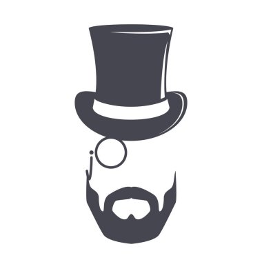 Vintage silindir şapka. Silindir şapka illüstrasyon. Silindir şapka vektör simgesi