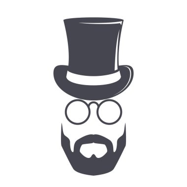 Vintage silindir şapka. Silindir şapka illüstrasyon. Silindir şapka vektör simgesi