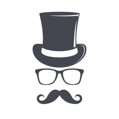 Vintage silindir şapka. Silindir şapka illüstrasyon. Silindir şapka vektör simgesi