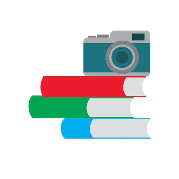 kitap vektör simge yığını ile fotoğraf makinesi