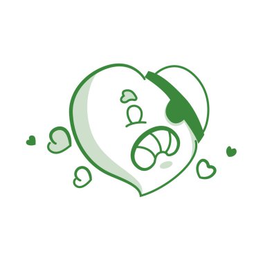 çizgi film kızgın kalp vektör etiket