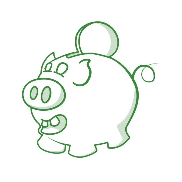 Cartoon Happy Money Box Pig Vector Sticker — Stock Vector