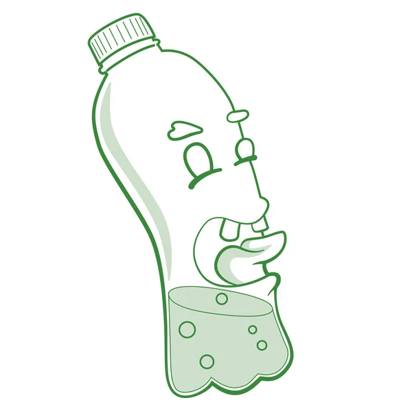 Мультяшна Витривала Пластикова Пляшка Векторна Наклейка — стоковий вектор