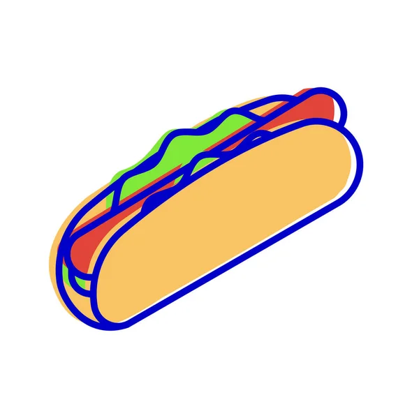 Ícone Linha Vetorial Hotdog — Vetor de Stock