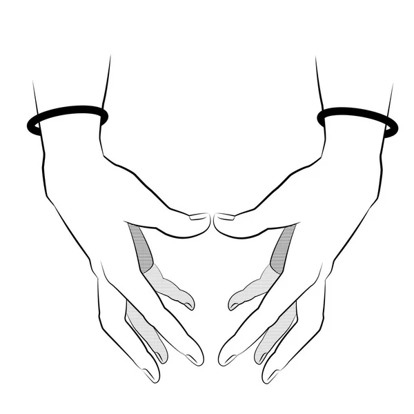 Linie design tetování dvojité ruky. jednoduchý minimální styl inspirovaný — Stockový vektor