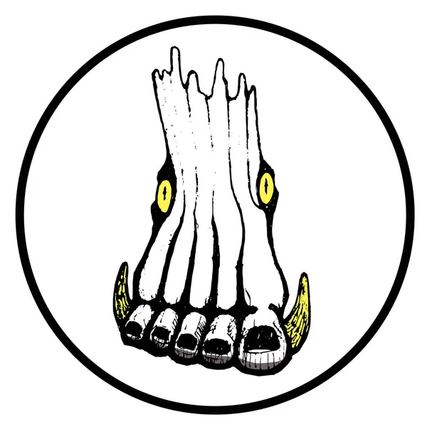 Illustration de dessin de pied. tête de sanglier mélanger à la forme du pied. conception de tatouage. vecteur d'illustration. composition d'art linéaire. sanglier jaune. dessin à la main . — Image vectorielle