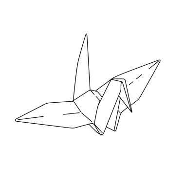 Kuş origami kağıt. basit çizgi illüstrasyon vektör. dövme tasarım. en az geometrik tasarım. hayvan sanat. Beyaz arka plan üzerinde izole dövme.