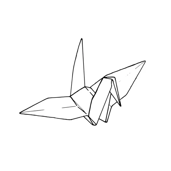 Carta origami di uccello. semplice vettore di illustrazione della linea. disegno del tatuaggio. design geometrico minimale. arte animale. tatuaggio isolato su sfondo bianco . — Vettoriale Stock