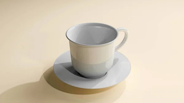 Ilustracja Renderowania Biały Ceramiczny Kubek Izolowany Tle Filiżanka Kawy Herbaty — Zdjęcie stockowe
