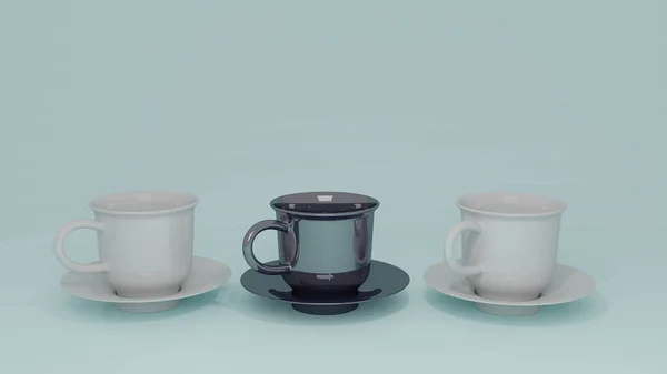 Illustrazione Rendering Tazza Ceramica Bianca Isolata Sfondo Tazza Caffè Disco — Foto Stock