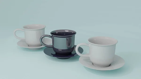 Illustrazione Rendering Tazza Ceramica Bianca Isolata Sfondo Tazza Caffè Disco — Foto Stock