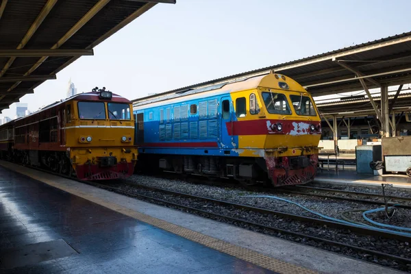 Diesel Locomotive Train Stop Public Station Old Railway Station Trains — Stock Photo, Image