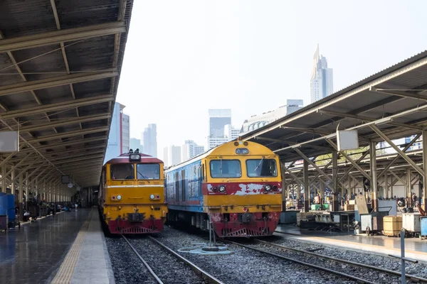 Vintage Train Diesel Locomotive Train Stop Public Station Old Railway — Stock Photo, Image