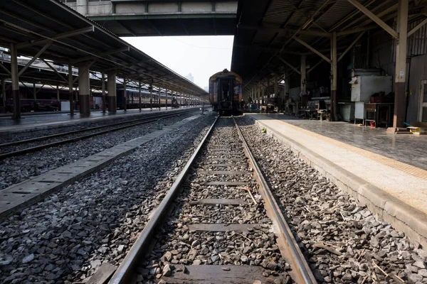 Railway Line Track Train Station Vintage Transportation Way Travel — Stock Photo, Image