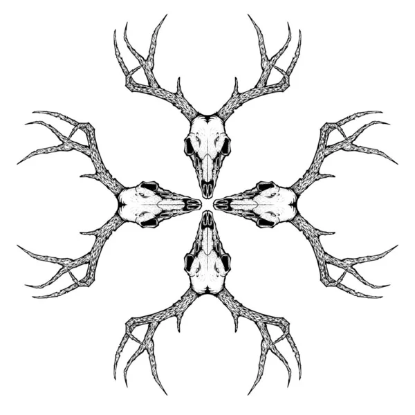 Illustration Vectorielle Crâne Cerf Pour Tatouage Impression Sur Shirts Affiches — Image vectorielle