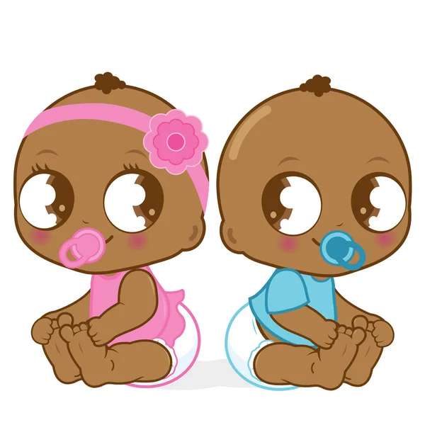 African American baby flicka och pojke — Stock vektor