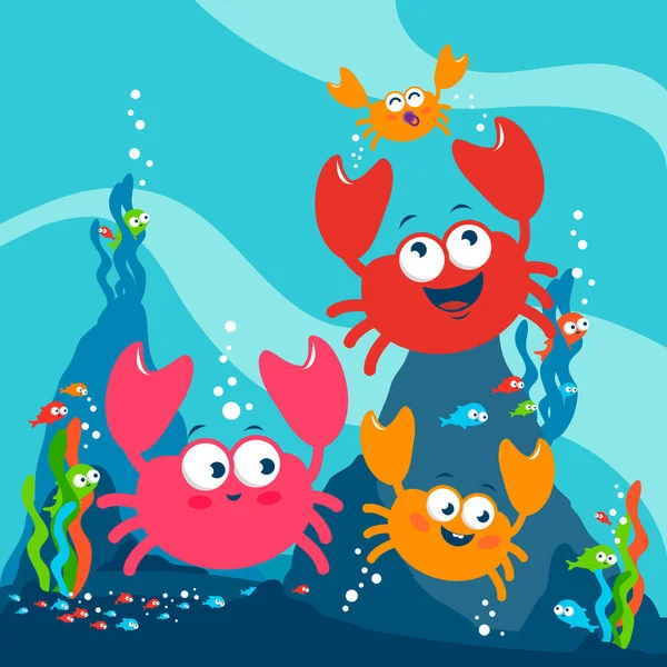 Crabes sous la mer — Image vectorielle