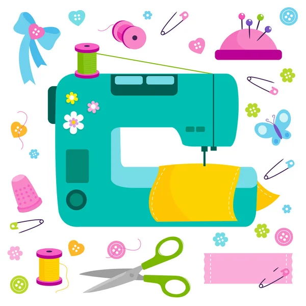 Sewing project tools and equipment — Stock Vector