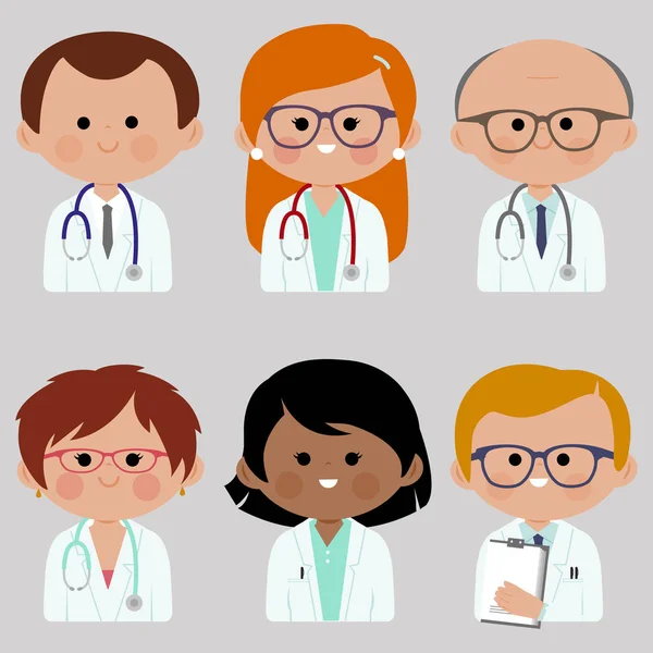 Groupe de médecins masculins et féminins — Image vectorielle