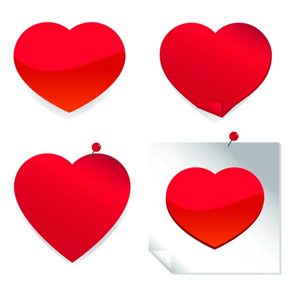 Heart shaped stickers and post it notes — Stock Vector