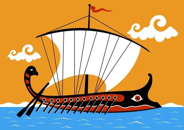 Trireme griego antiguo — Vector de stock