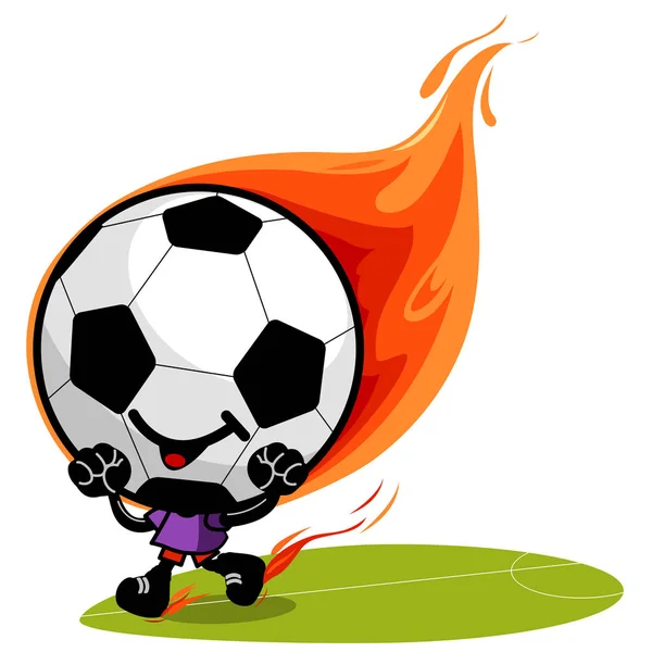 Fútbol carácter bola de fuego — Vector de stock