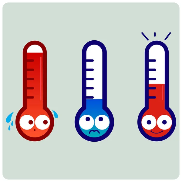 Cartoon thermometers. Vectorillustratie — Stockvector