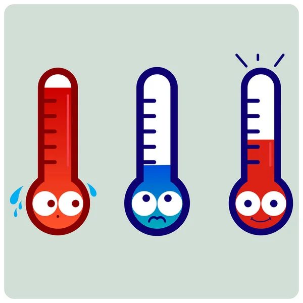 Termómetros de desenhos animados. Ilustração vetorial — Vetor de Stock