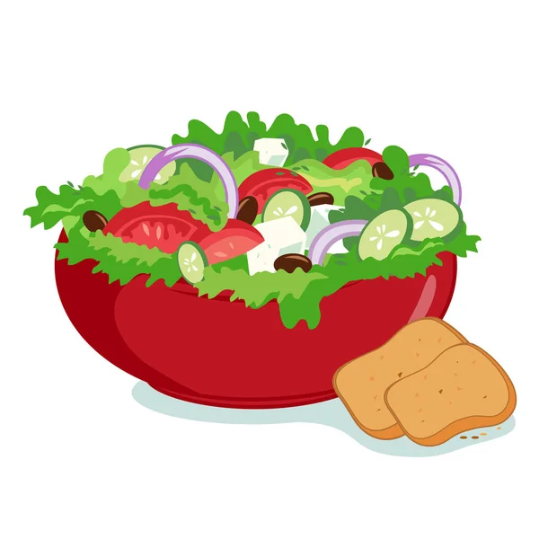 Schüssel mit frischem griechischen Salat — Stockvektor