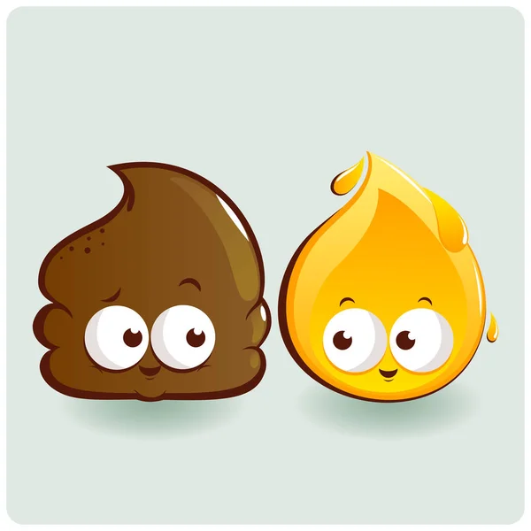 Cute poop and pee characters — Stock Vector