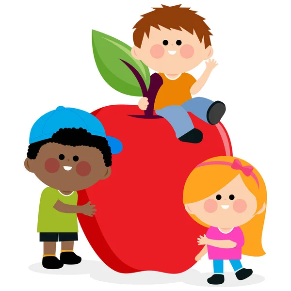 Children and apple — Stock Vector