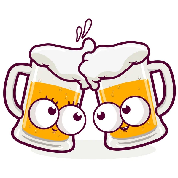Beer cartoons toasting — Stock Vector